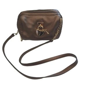 Juicy Couture Women's Brown 100% Cow Leather Crossbody Bag Logo Pockets Lined